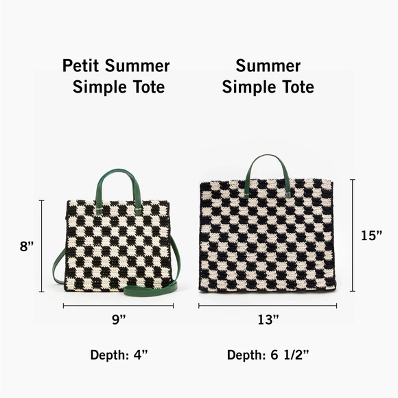 Clare V Summer Simple Tote Black/Cream Crochet Checker - Picture 6 of 14